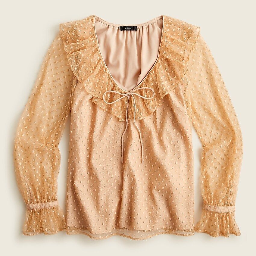 Ruffleneck top in clip dot | J.Crew US