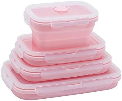Yagote 4 Pcs Silicone Collapsible Food Storage Containers with Lids Silicone Lunch Box Bento Box BPA | Amazon (US)