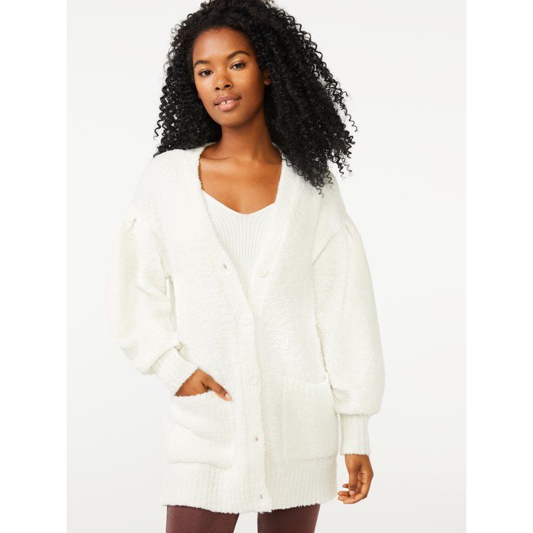 Scoop Women's Faux Sherpa Grandpa Cardigan Sweater | Walmart (US)