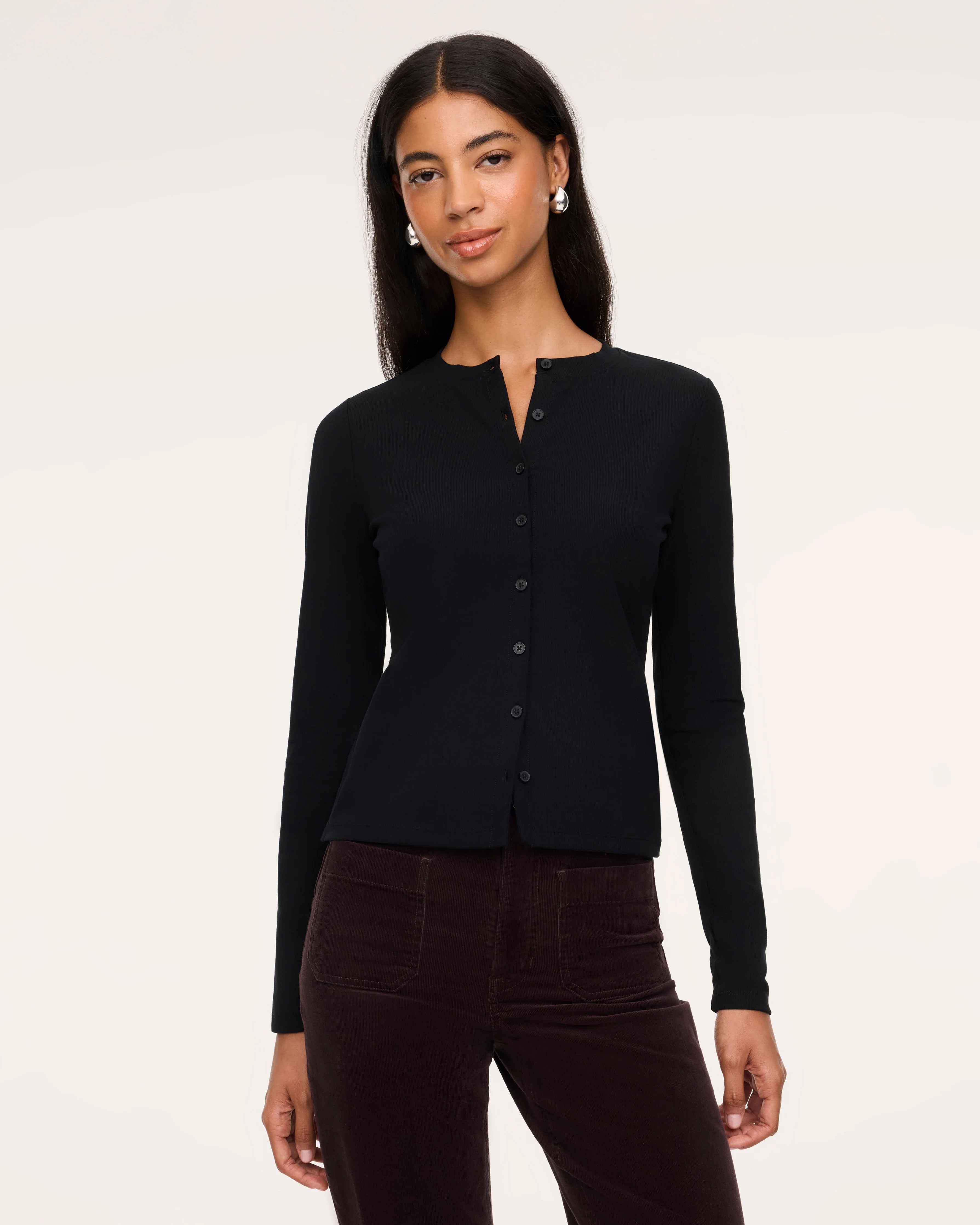 Ribbed Knit Crewneck Cardigan | Spanx