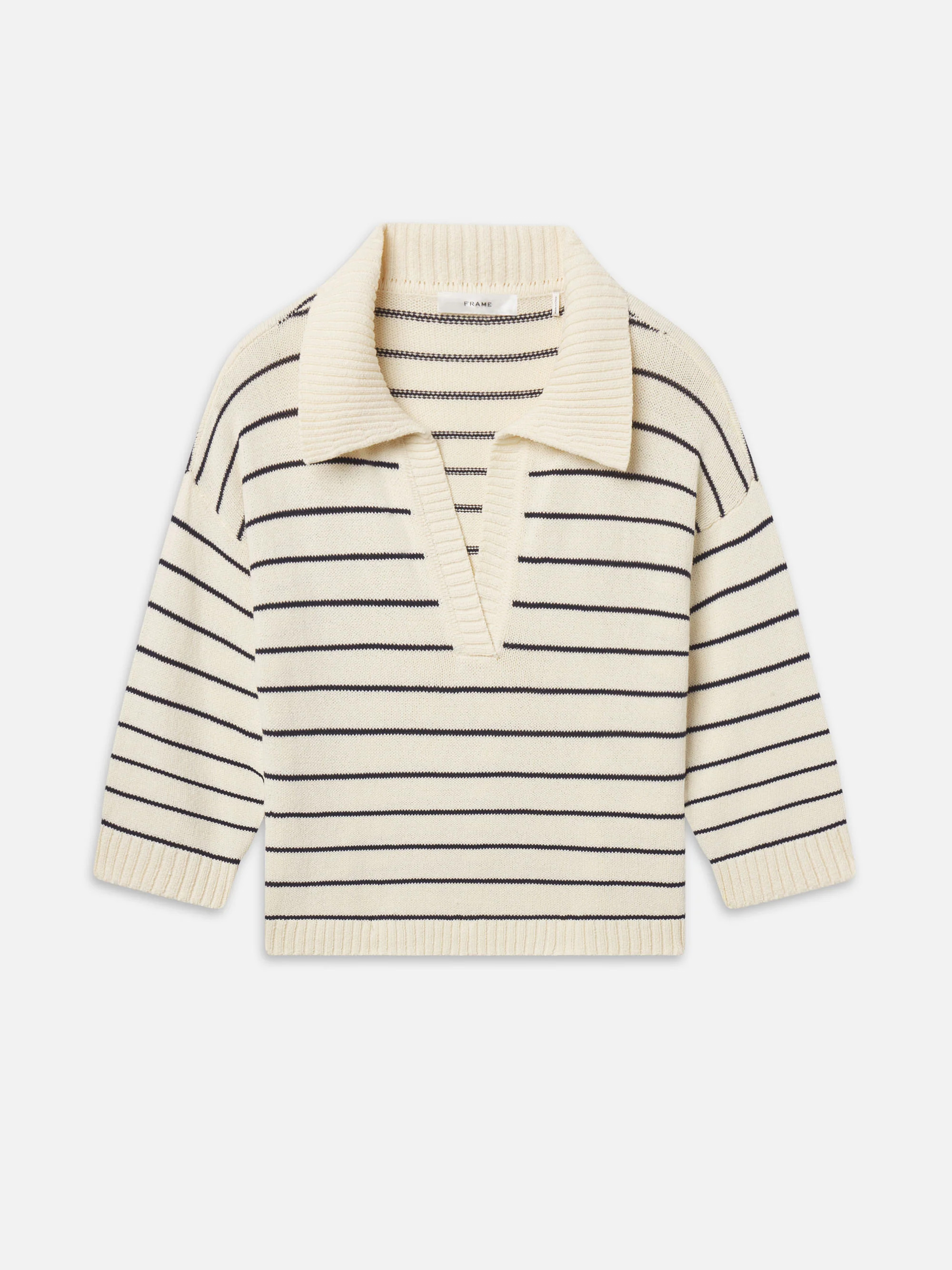 The Striped Easy Pullover -- Cream Multi | Frame Denim