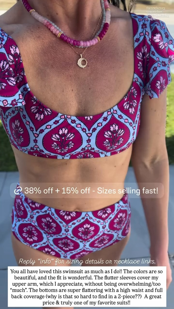 The cutest two piece in the most fun print! Both pieces fit TTS, wearing a small on top and medium on bottom (if between sizes, you can likely take your larger size).

swim, swimsuit, bathing suit, two piece bathing suit, vacation style, resort style, vacation outfit, summer, summer swimsuit 

 #LTKSwim #LTKTravel