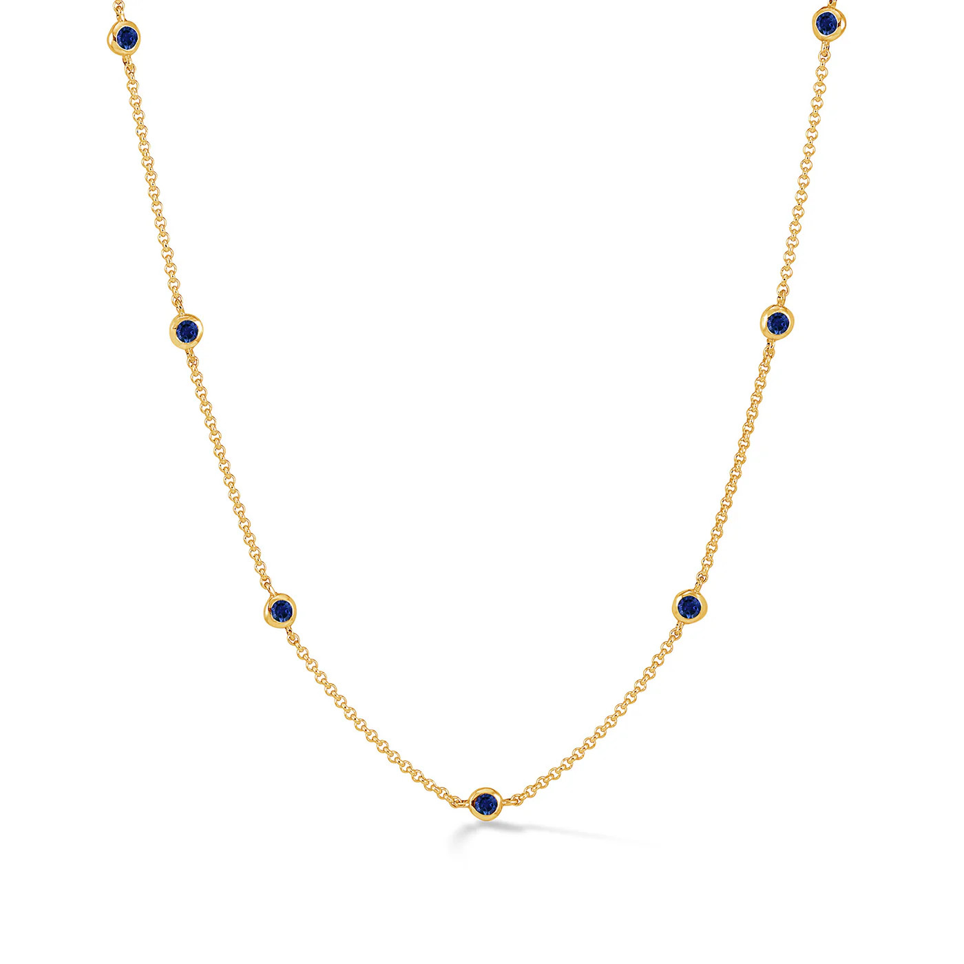 Blue Sapphire Dewdrop Chain Necklace | Dower & Hall (Global)