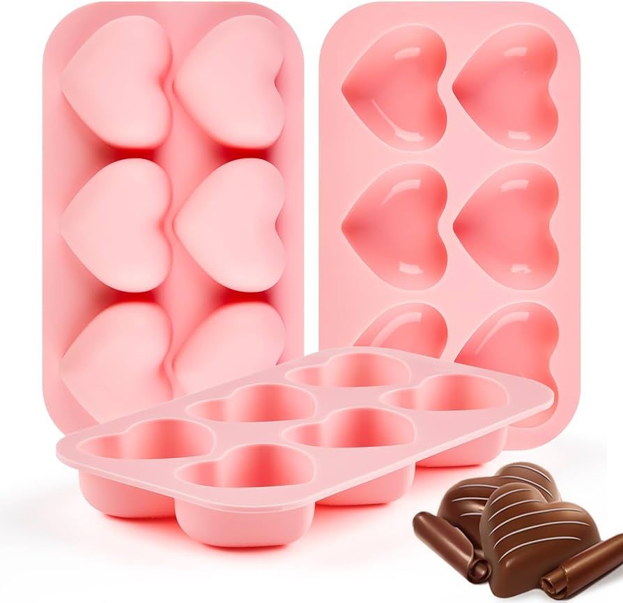 JOERSH 3 Pieces Heart Silicone Molds, Heart Shape Chocolate Candy Molds Non Stick Baking Molds fo... | Amazon (US)