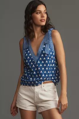 Maeve Bow-Shoulder Lace Stitched Tank | Anthropologie (US)
