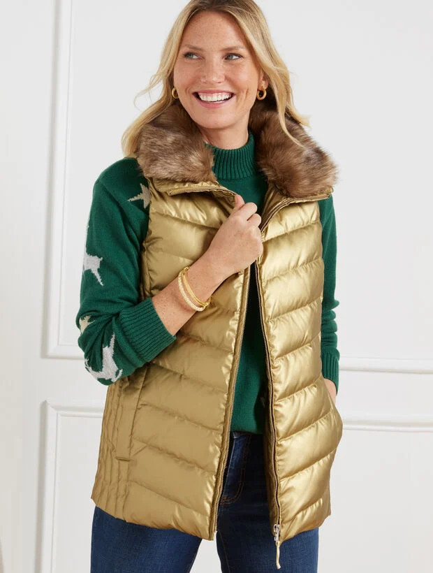 Metallic Puffer Vest | Talbots