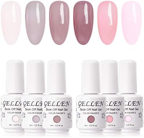 Gellen Jelly Gel Nail Polish Kit - Translucent Nude Tones 6 Colors, Crystal Jelly Nail Gel Milk W... | Amazon (US)