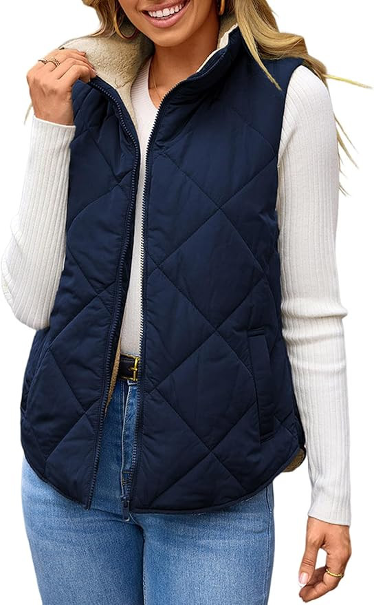 Dokotoo Womens 2025 Fall Vests Sleeveless Fleece Jacket Zip Up Pockets Warm Coat Winter Clothing | Amazon (US)