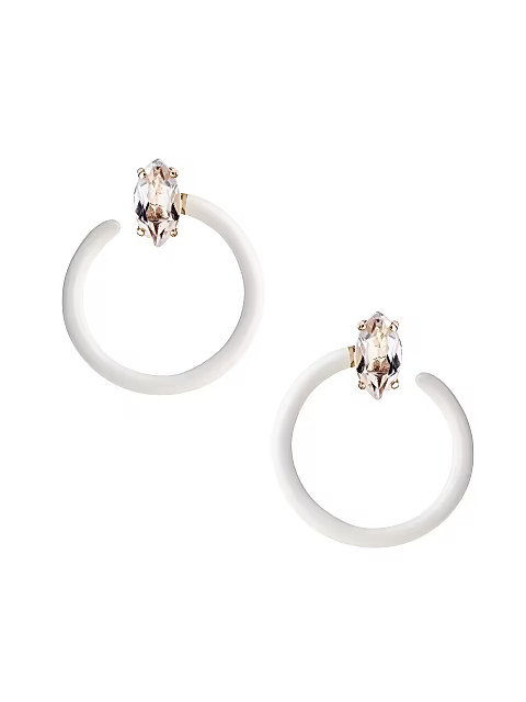 You're So Vine 9K Gold, Rock Crystal & Enamel Small Tendril Circle Earrings | Saks Fifth Avenue