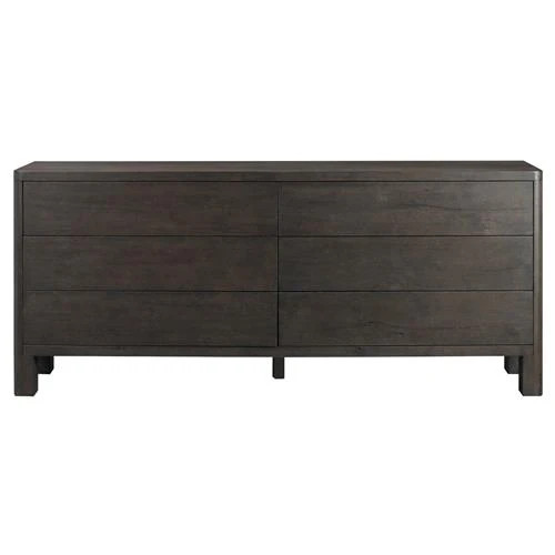 Slade Rustic Lodge Smoked Black Oak Double Dresser | Kathy Kuo Home