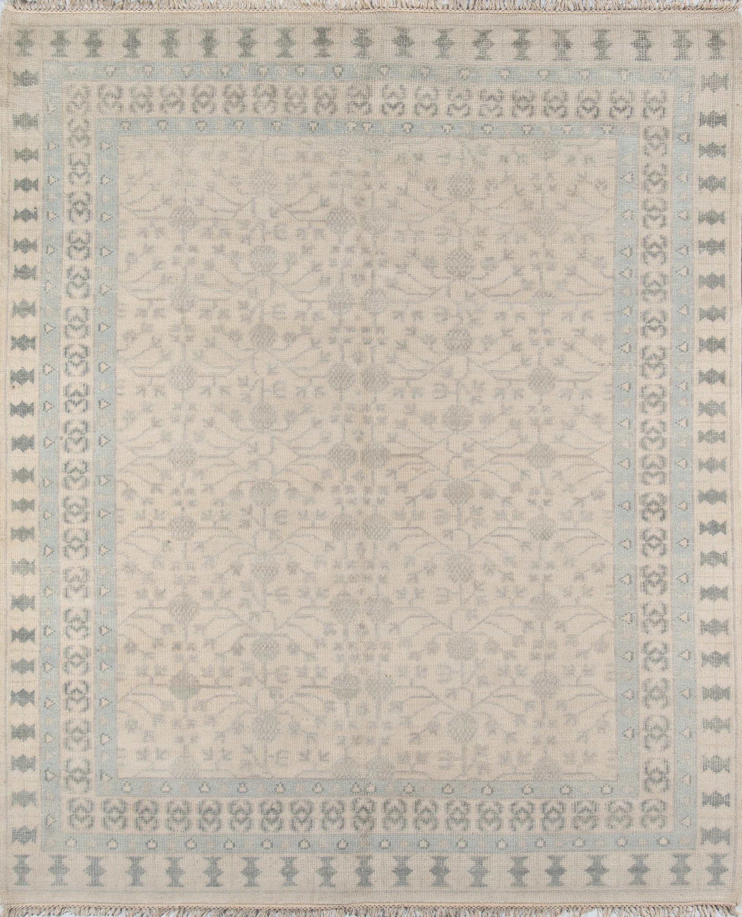 Concord Sudbury Hand-Knotted Wool Ivory/Blue Area Rug | Wayfair North America