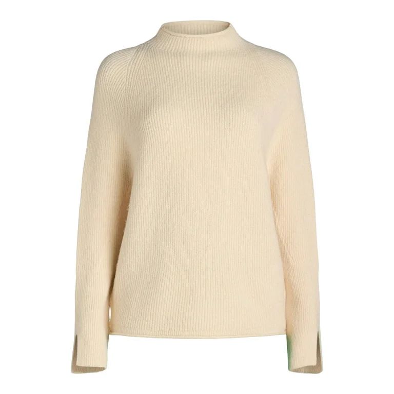 Scoop Women's Ribbed Mock Neck Sweater, Lightweight, Sizes XS-XXL | Walmart (US)