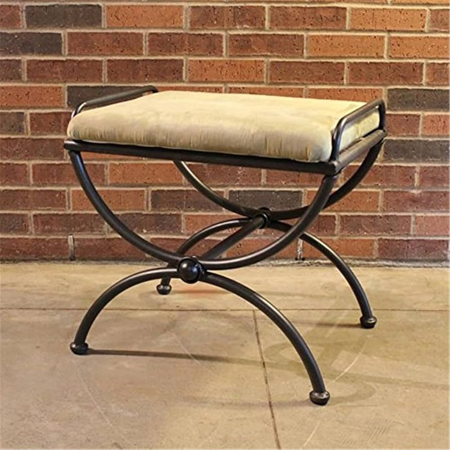 Maykoosh Old World Opulence Iron Upholstered Vanity Stool: 20" H x 22" L with Sage Microsuede Cus... | Amazon (US)