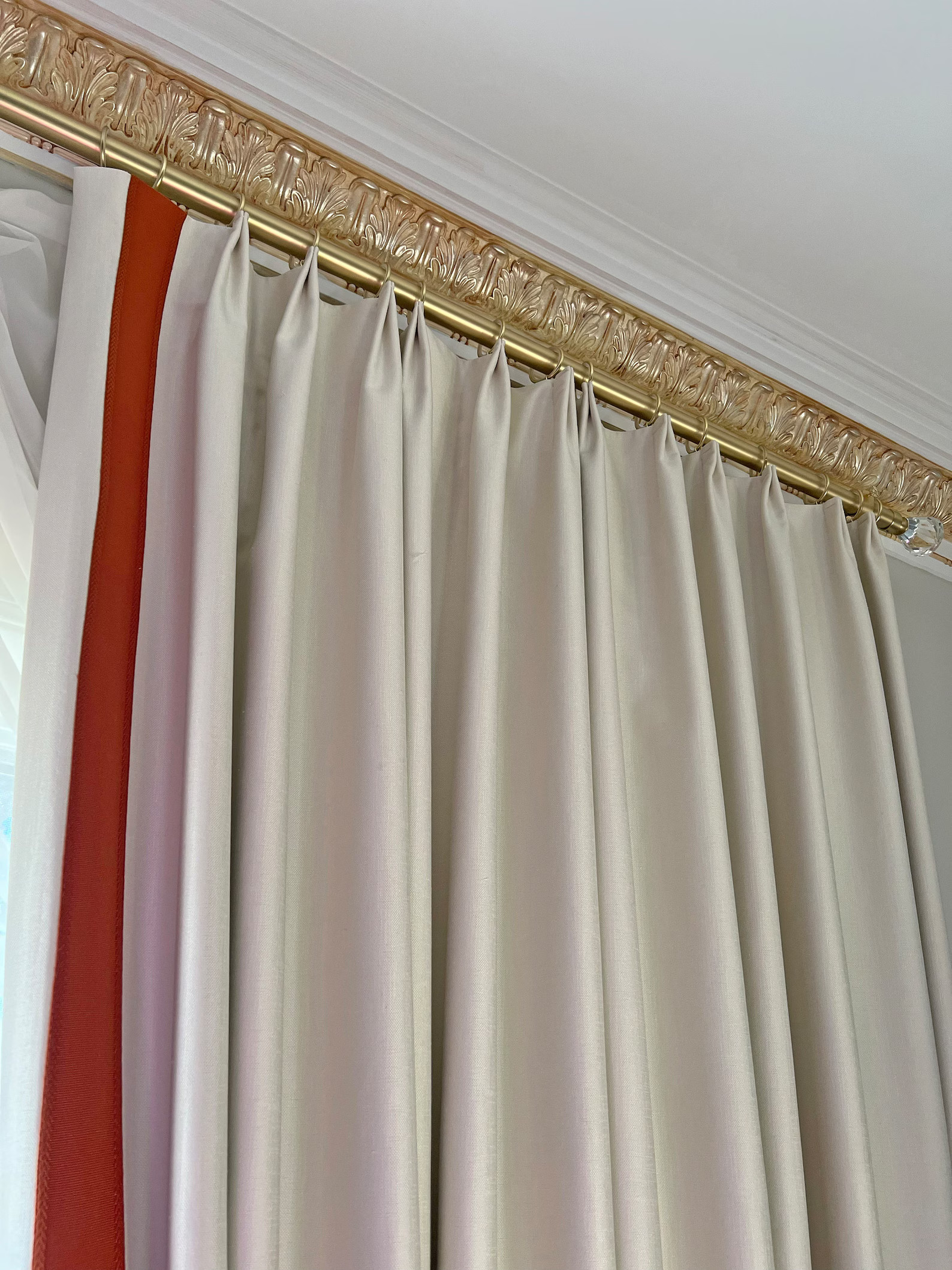 Custom Drapery, Curtains Cheval With Heart Trim, French Pleat, Solid Coloured Drapery With Lining... | Etsy (US)