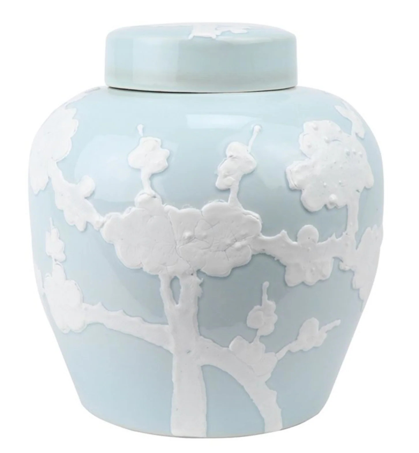 Pastel Pale Blue Cherry Blossom Flat Top Jar | The Enchanted Home