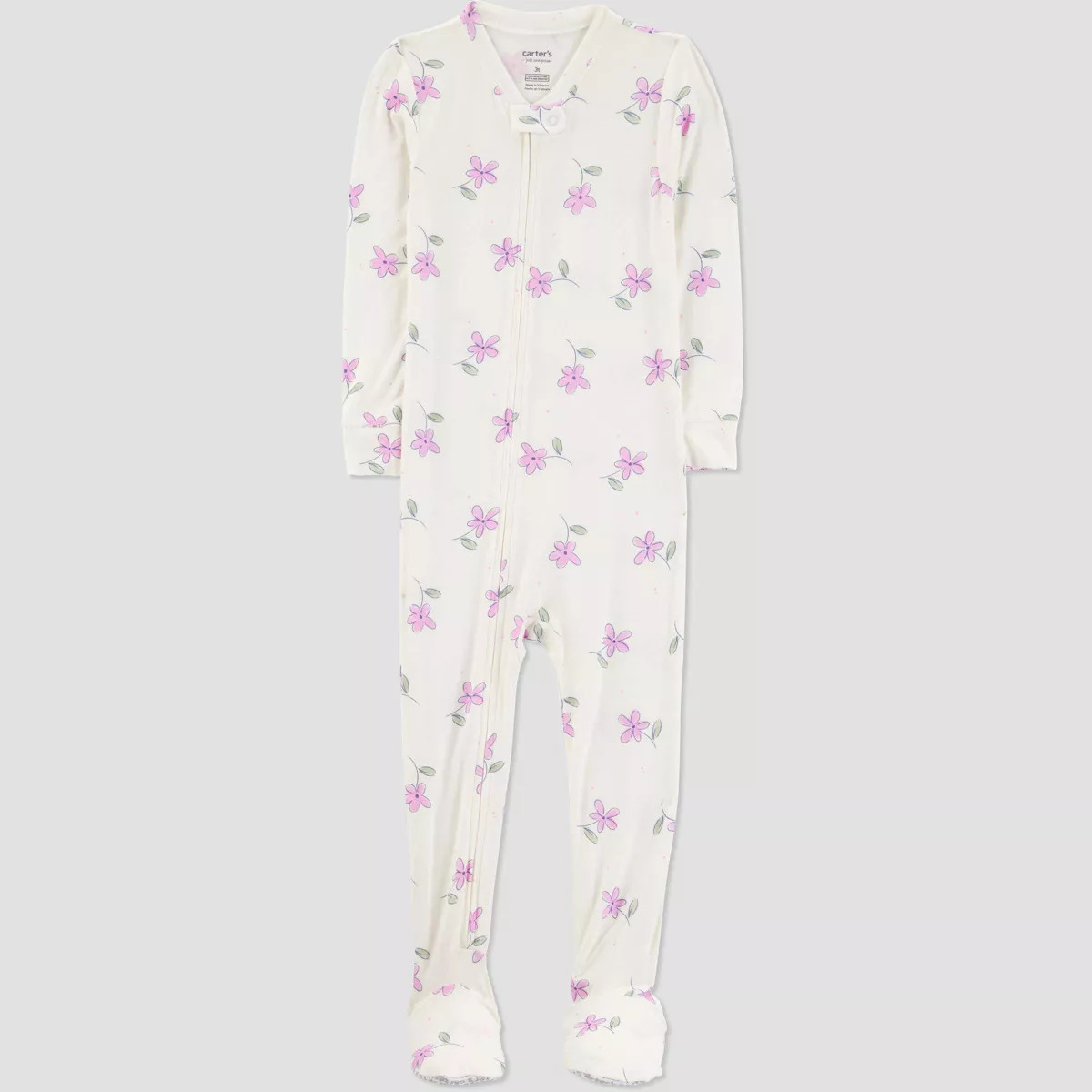 Carter's Just One You® Toddler Girls' Floral Comfy Soft Snug Fit Footed Pajama - Pink/White | Target