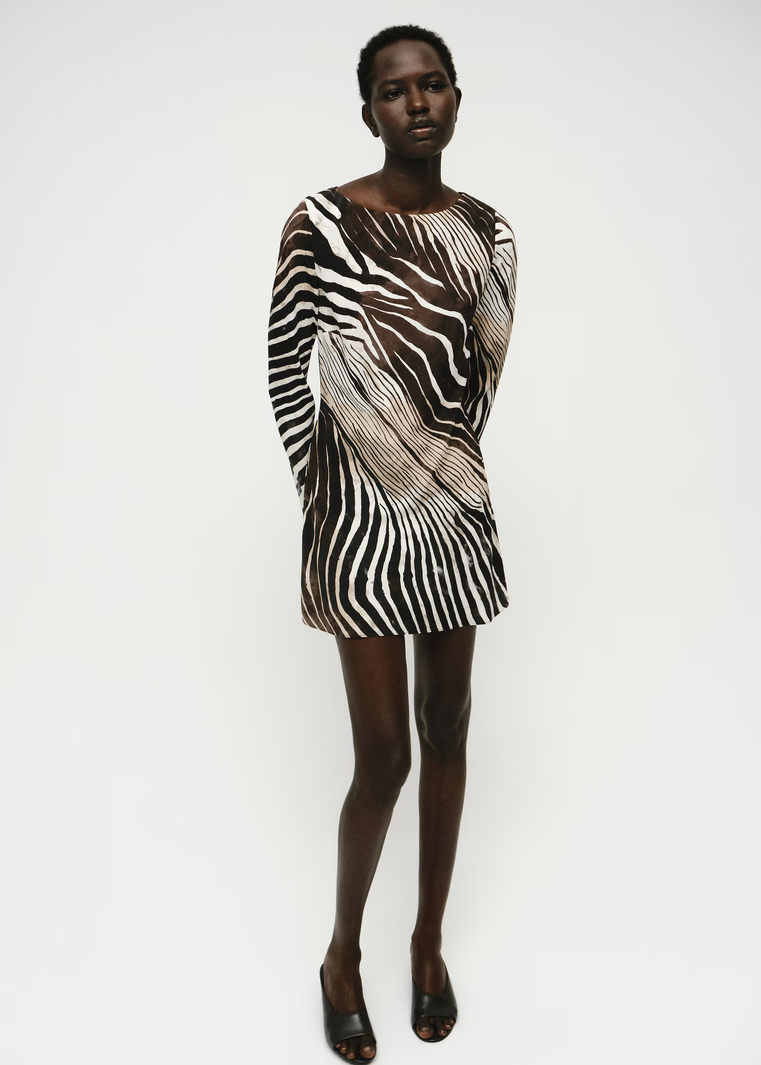 Zebra-print dress with flared sleeves | Mango (US/MX/AU)
