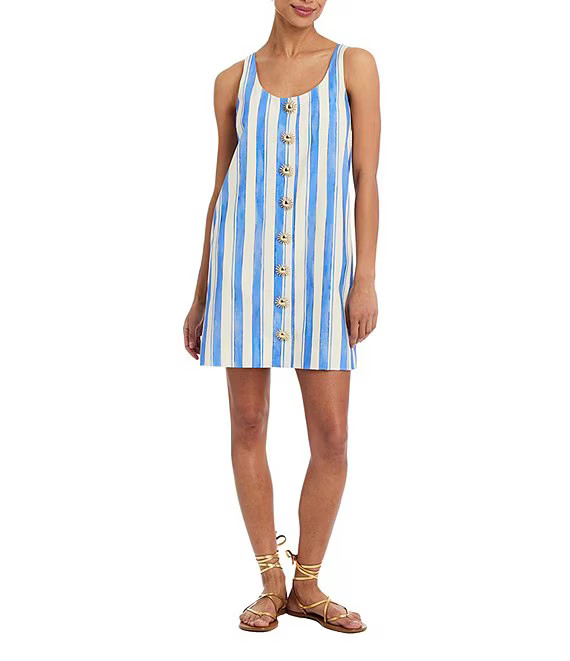 Mestiza New York Mercedes Linen Blend Santorini Stripe Scoop Neck Sleeveless Dress | Dillard's | Dillard's
