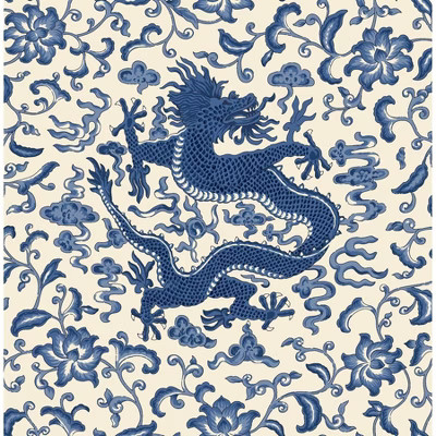 Brewster Indigo Chi'en Dragon Scalamandre Self Adhesive Wallpaper | Target