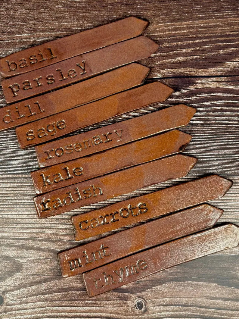 Custom Handmade Terracotta Garden Markers: Burnt Sienna Glaze Ceramic Plant Labels - Etsy | Etsy (Global)