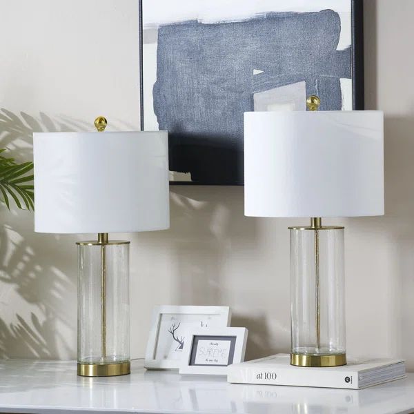 Brokk 23.75" Metal Glass Table Lamp Set (Set of 2) | Wayfair North America