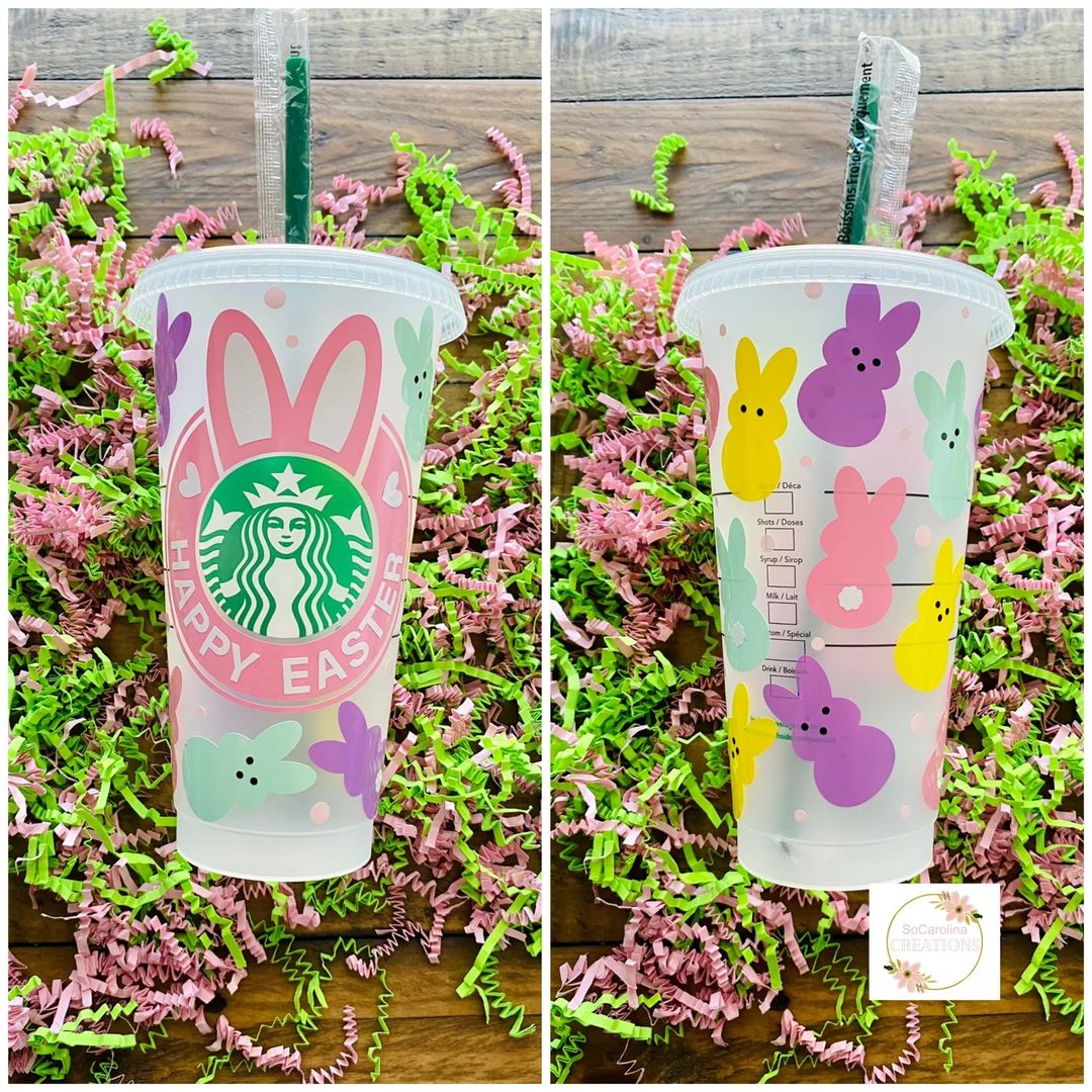 Easter Bunny Peeps Reusable Cup, Easter Starbucks Cold Cup, teenager Easter basket, adult easter ... | Etsy (US)