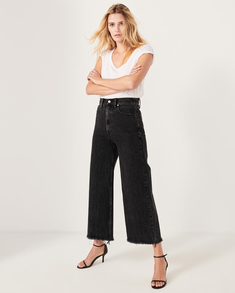 Ultra High Rise Cropped Wide Leg Jeans | Abercrombie & Fitch US & UK