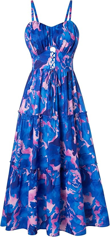 GRACE KARIN 2026 Women's Spaghetti Vacation Sundress Summer Beach Flowy Boho Floral Maxi Dresses ... | Amazon (US)