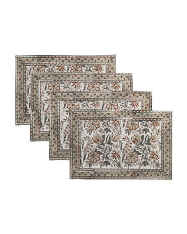 Set Of 4 Cotton Kyoto Amber Placemats | TJ Maxx