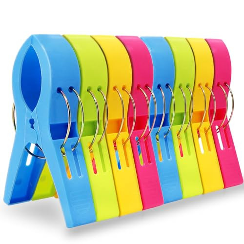 8 Pack Beach Chair Towel Clips for Cruise Must Have, Pool Plastic Clothes Pegs Holder Clamps | Amazon (US)