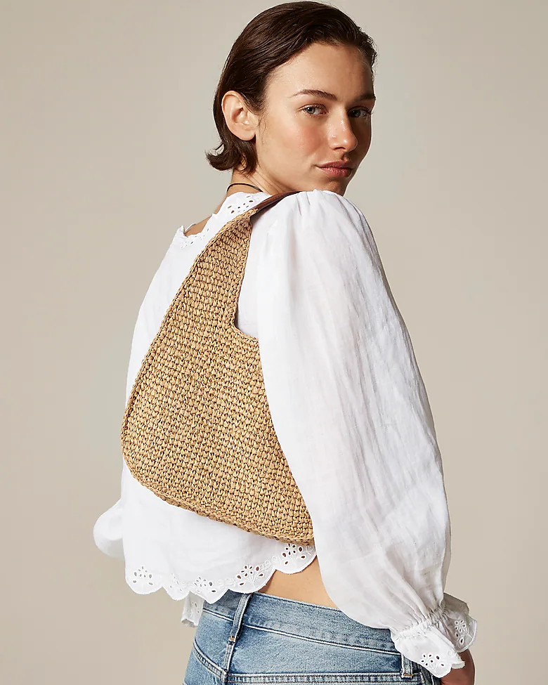 Handknotted straw shoulder bag | J. Crew US