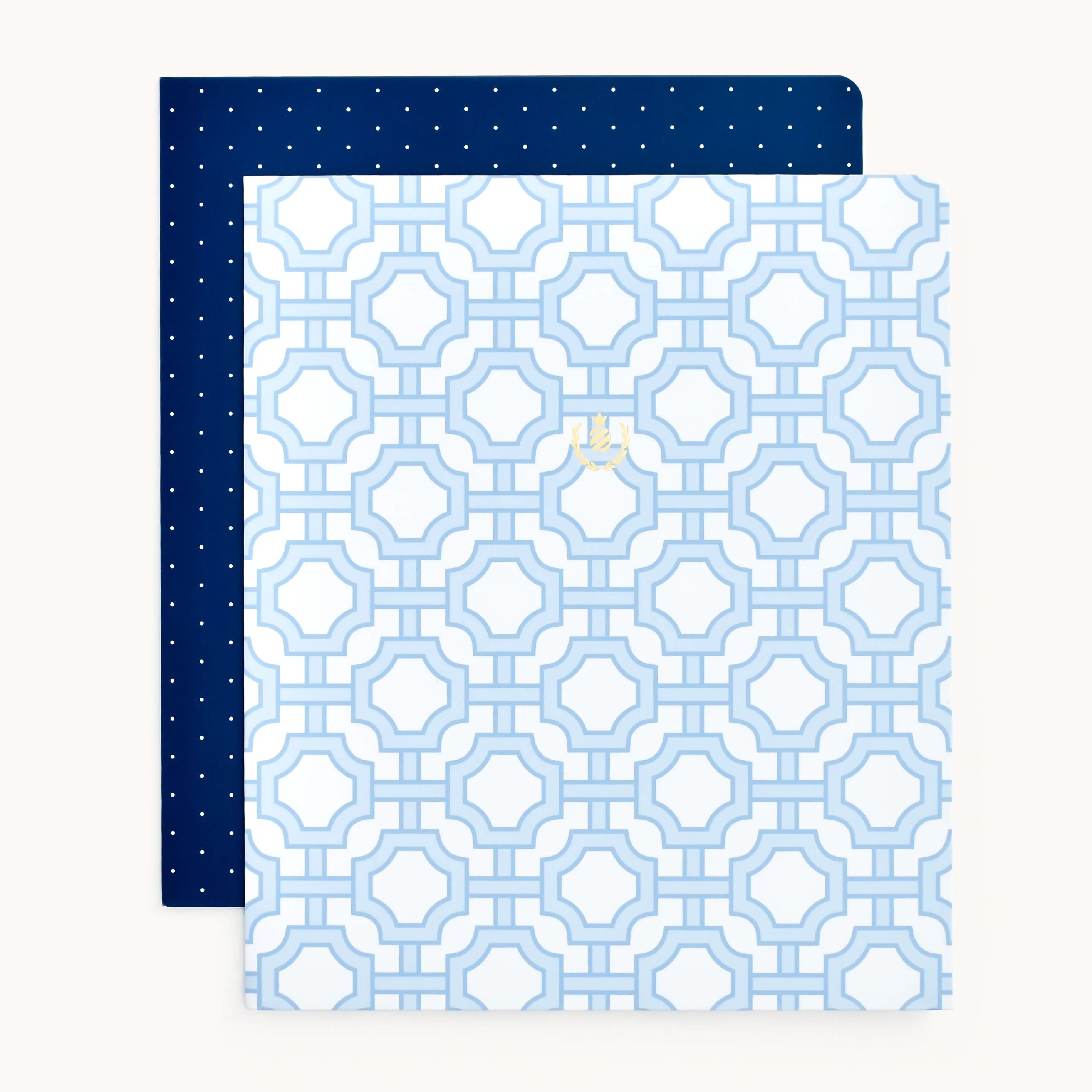 Pocket Folder Set, Navy Dot & Blue Trellis | Simplified