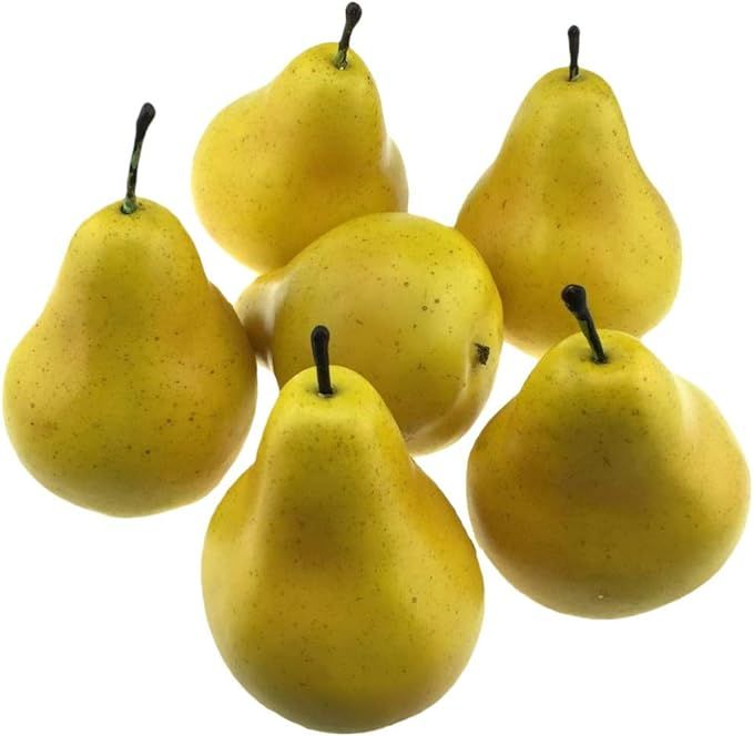 Amazon.com: Wakauto 6pcs Fake Pear Artificial Fruit Faux Pears for Home Shop Supermarket Props Fr... | Amazon (US)