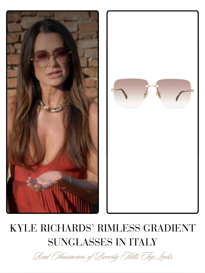 Kyle Richards' Rimless Gradient Sunglasses in Italy 

 