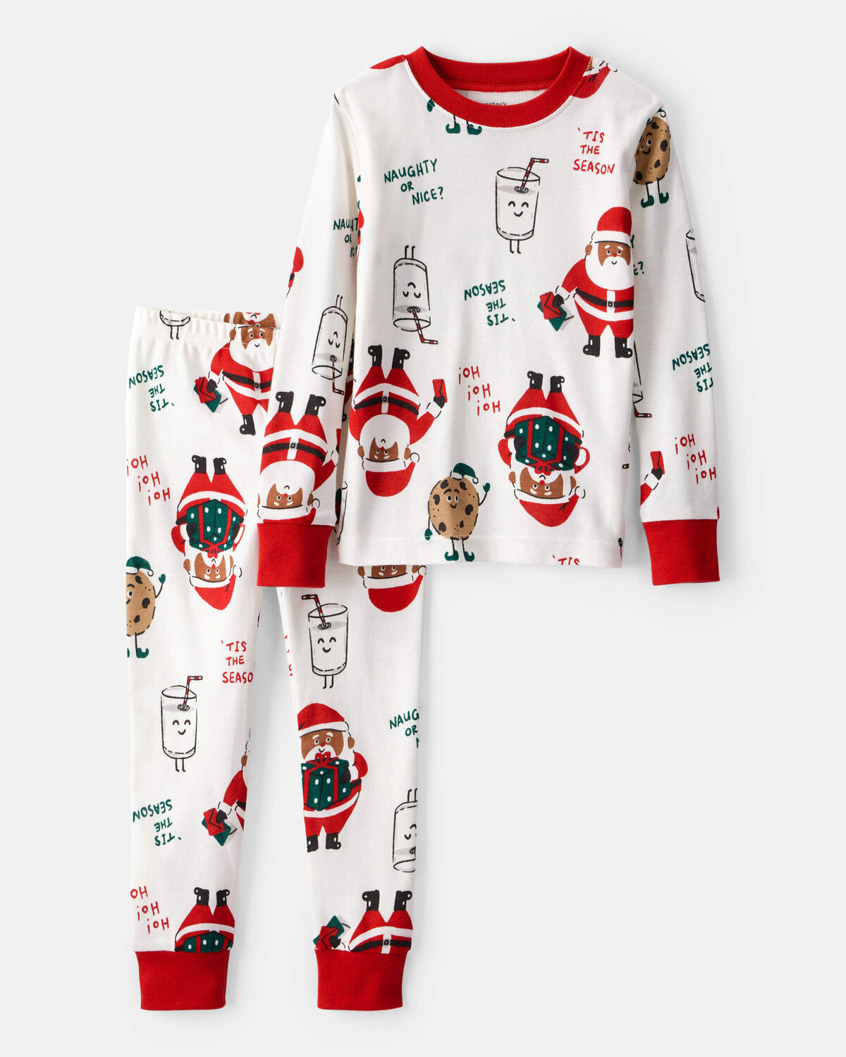 Baby Brown Santa Milk & Cookies 100% Cotton Long-Sleeve Snug Fit 2-Piece Pajamas - White | Carter's Inc