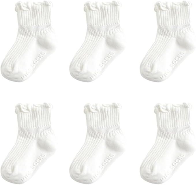 Zumou Toddler Anti Slip Non Skid Socks Baby Little Girls Frilly Ruffle 6 Pairs | Amazon (US)