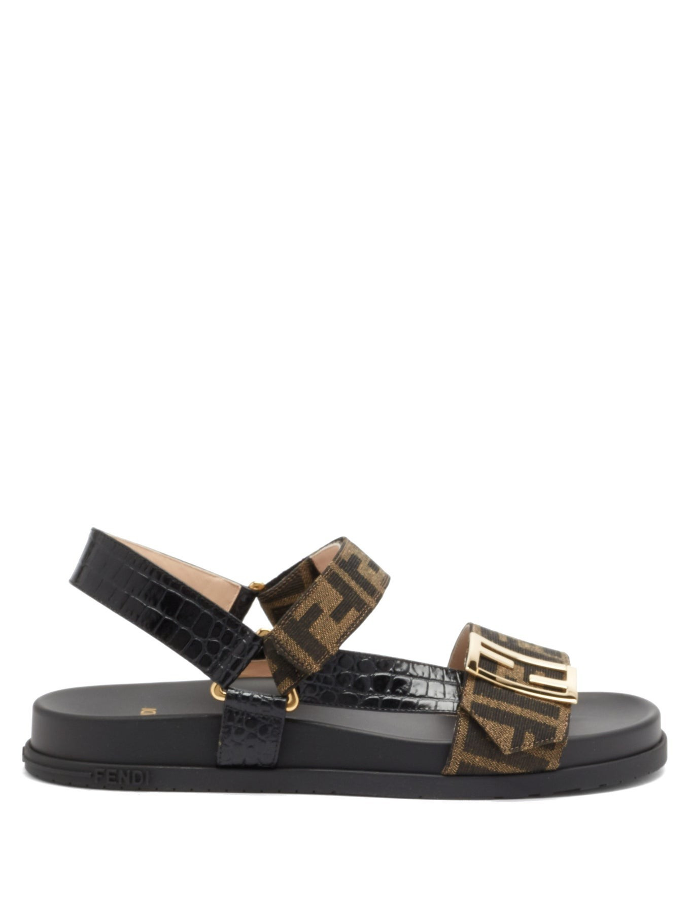 Promenade FF-logo croc-effect leather sandals | Fendi | Matches (US)