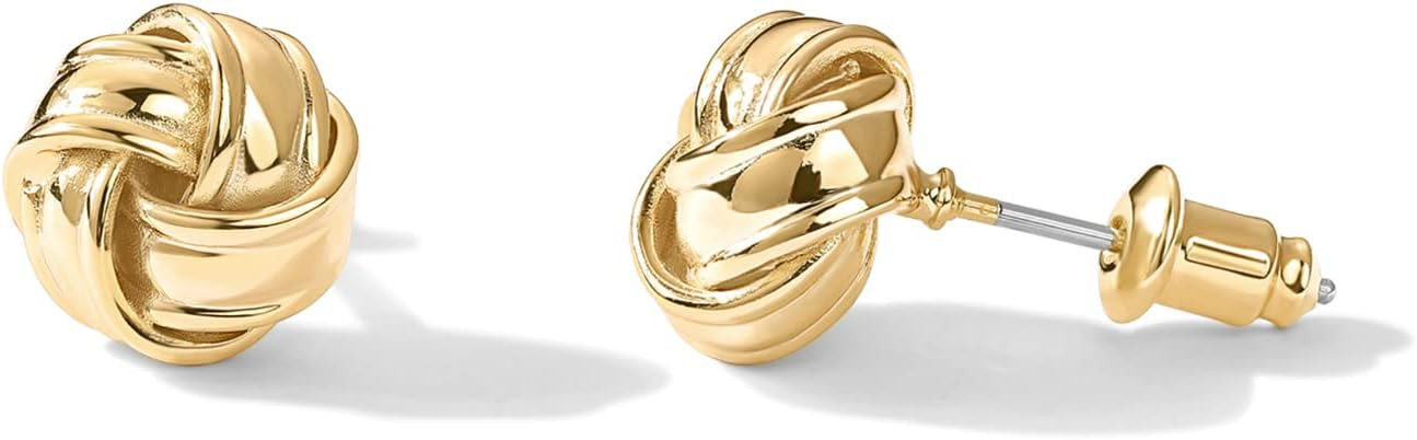 PAVOI 14K Gold Plated Love Knot Stud Earrings for Women, Small Elegant Stud | Amazon (US)