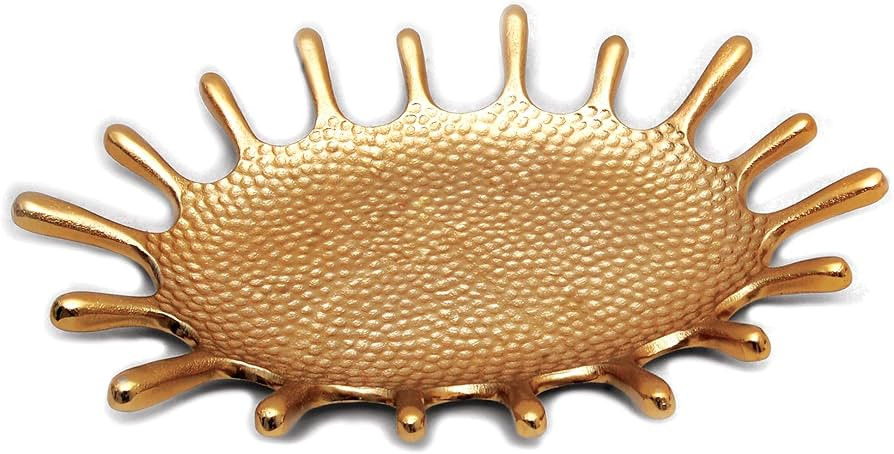 India Handicrafts 16222 Golden Hammered Oval Splash 17 inch Aluminum Serving Tray Platter | Amazon (US)