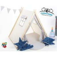 Grey teepee tent playhouse for kids by Cuddlesome, tipi with play mat, Montessori toy | Etsy (US)
