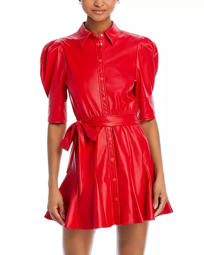 Lurlene Faux Leather Puff Sleeve Mini Dress | Bloomingdale's (US)