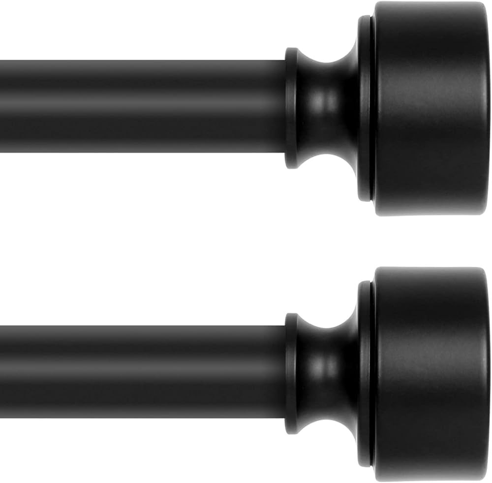 2 Pack Black Curtain Rods for Windows 28 to 48 Inch(2.3-4ft),Noble Metal End Cap Curtain Rods,1... | Amazon (US)