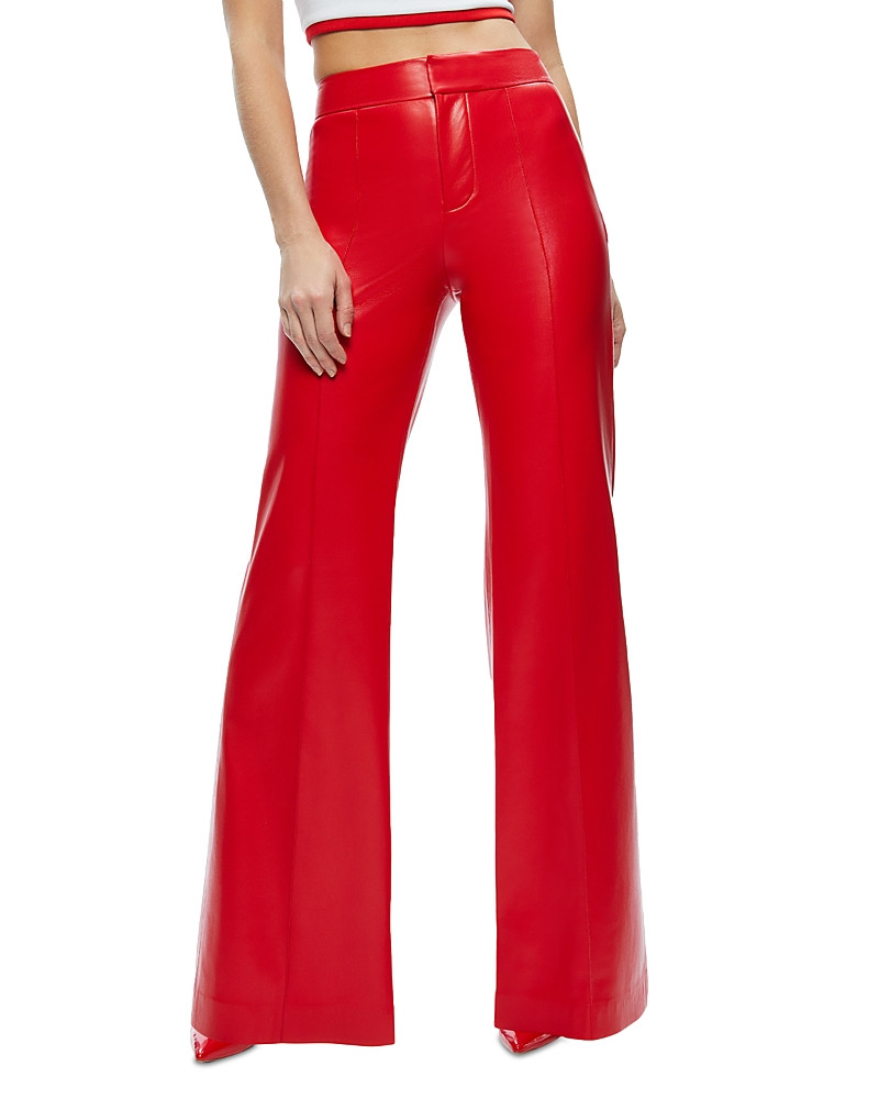 Alice and Olivia Dylan High Waist Wide Leg Pants in Bright Ruby Faux Leather | Bloomingdale's (US)