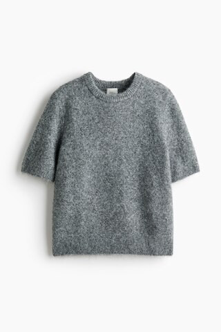 H & M - Short-Sleeved Sweater - Gray Melange | H&M (US + CA)