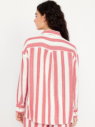 Crinkle Gauze Button-Down Shirt | Old Navy (US)