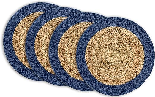 CHARDIN HOME Round Verona Woven Jute & Cotton Braided PLACEMAT (Set of 4), Size -15 inch, Round, ... | Amazon (US)