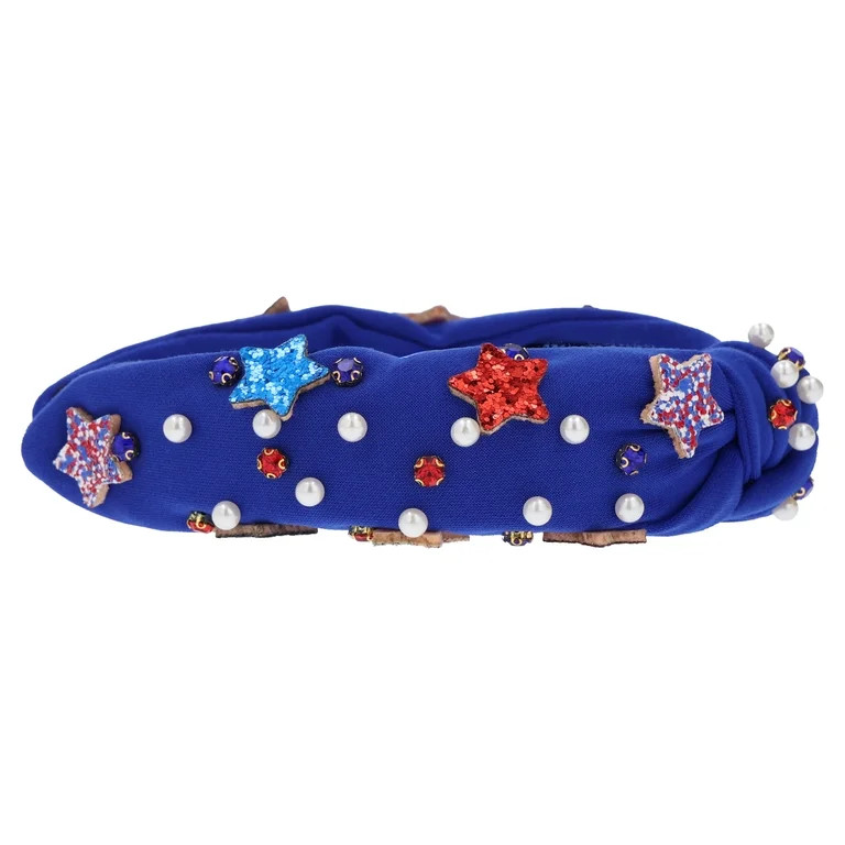 Patriotic Party Polyester Comfortable Blue Headband with Star, Beads, Gems, by Way to Celebrate | Walmart (US)