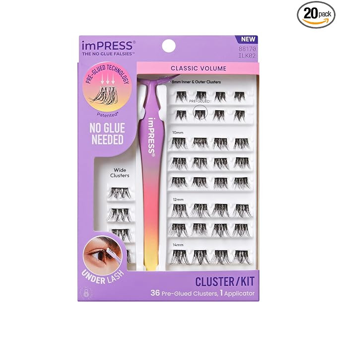 Kiss Impress Falsies Self Adhesive Eyelashes, Press On Lashes, 12mm-14mm Glam Volume Lashes, Blac... | Amazon (US)