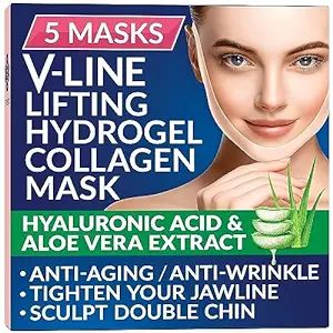 Stylia 5 Piece Double Chin Tightener - V Line Shaping Face Masks - Toning Hydrogel Collagen Mask ... | Amazon (US)