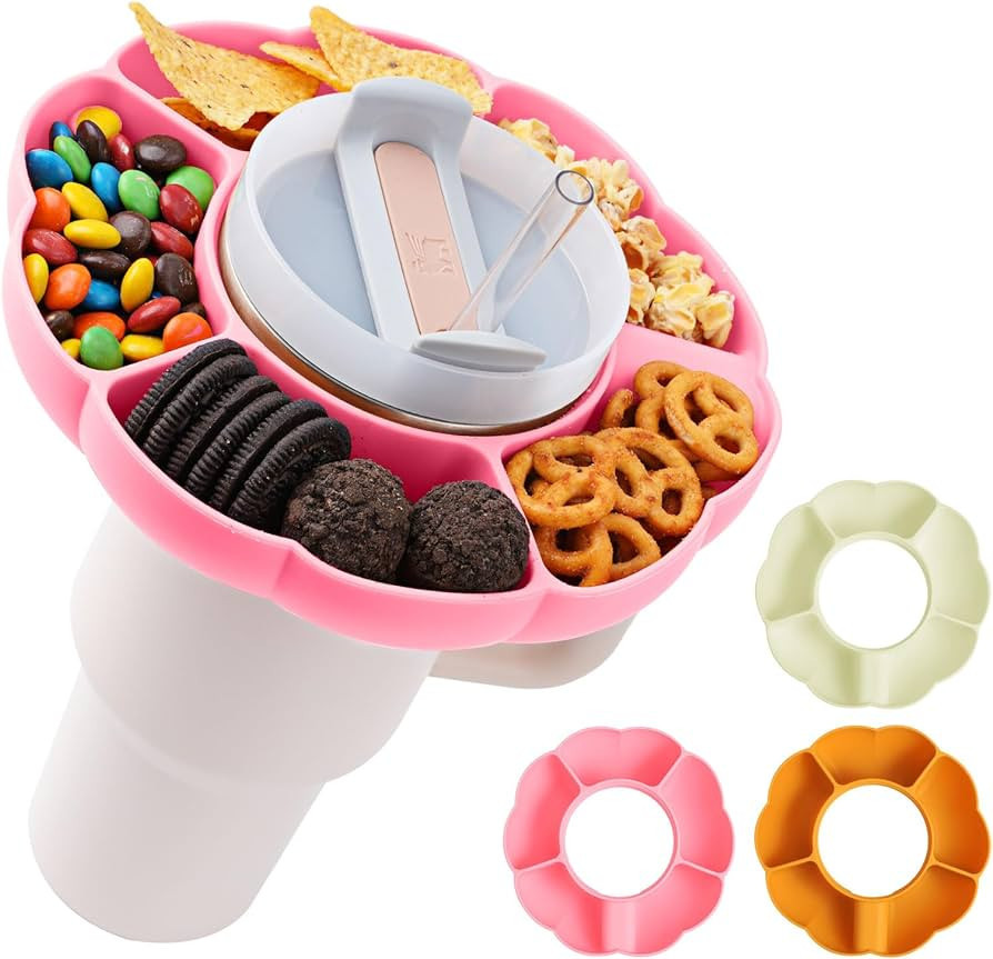 Silicone Snack Tray for Stanley Cup, Snack Bowl Fits Stanley 40 oz Tumbler with Handle, 5-Compart... | Amazon (US)